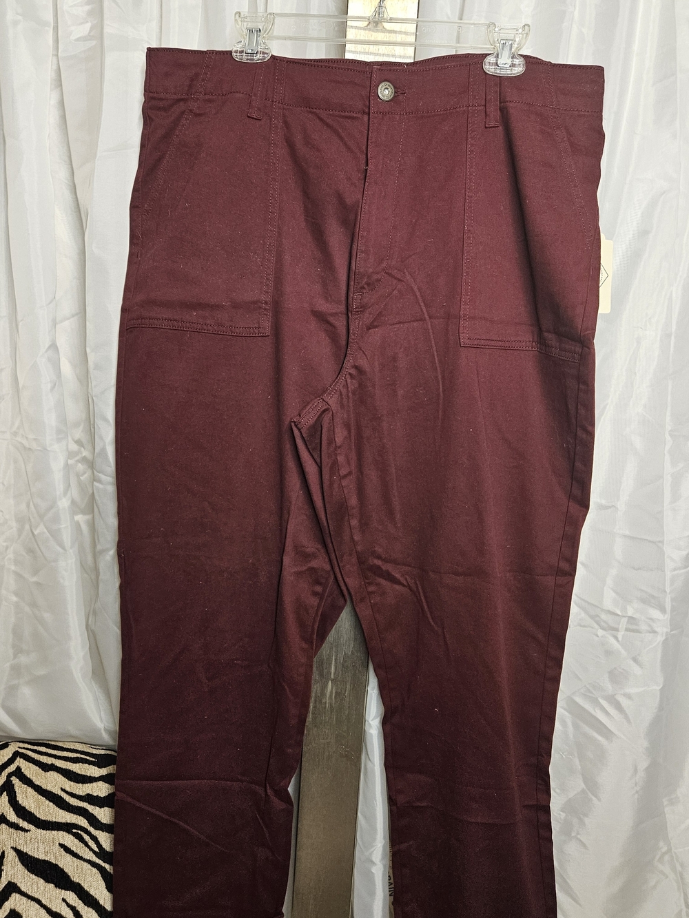 St Johns Bay 2 Pack- Stretch Twill Pants in Olive and Burgundy 18w - Picture 4 of 6